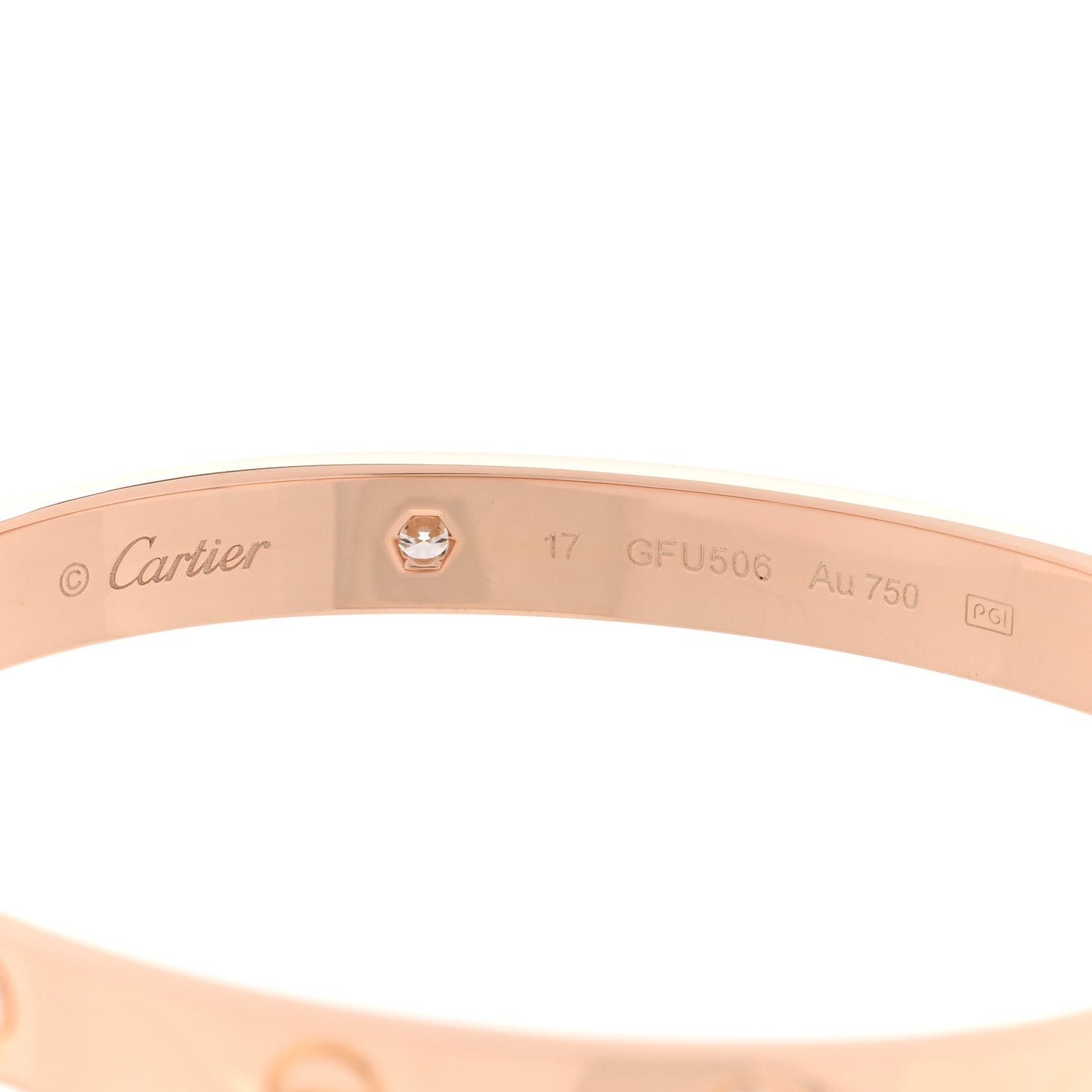 Cartier 18K Pink Gold 4 Diamond LOVE Bracelet 17 3 of 5