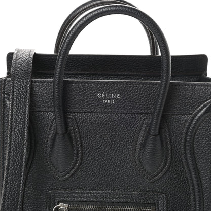 Celine Drummed Calfskin Nano Luggage Black 7 of 9