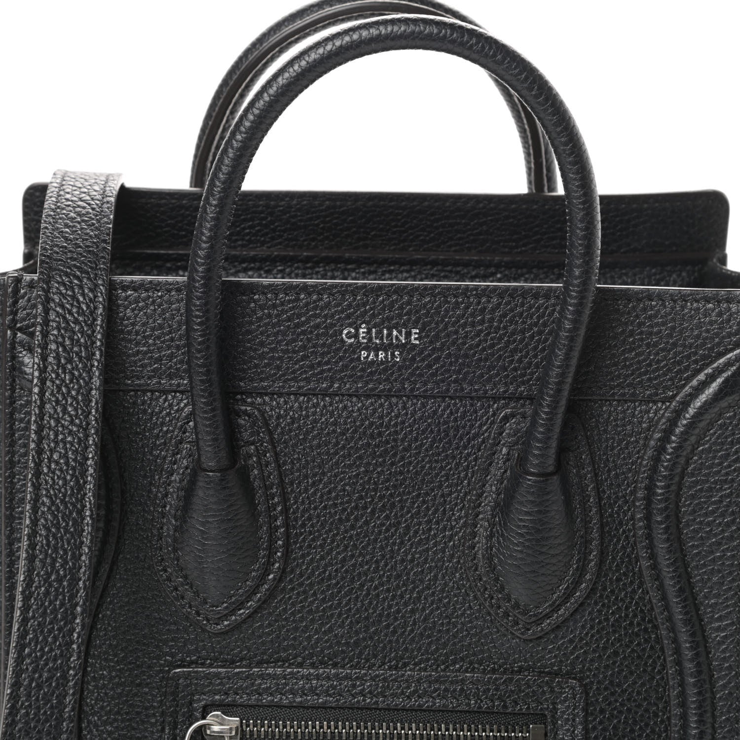 Celine Drummed Calfskin Nano Luggage Black 7 of 9