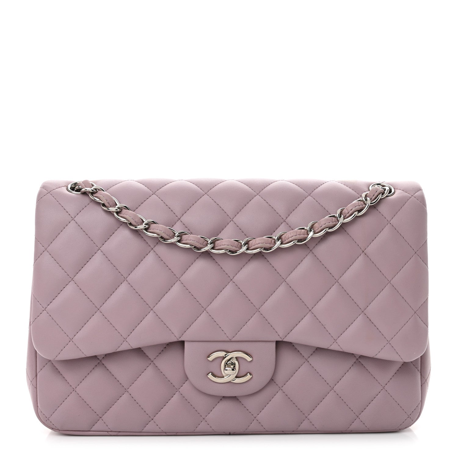 Chanel Lambskin Quilted Jumbo Double Flap Light Purple 1 of 15