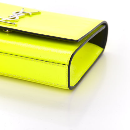 Saint Laurent Patent Grain de Poudre Small Monogram Kate Satchel Neon Yellow 7 of 8