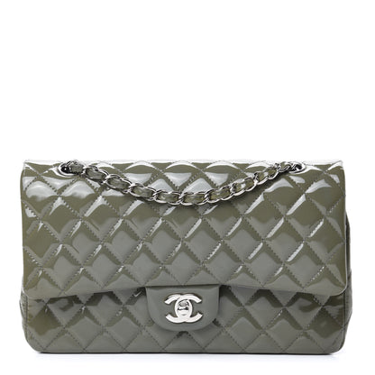 Chanel Patent Calfskin Quilted Medium Double Flap Grey 1 of 12
