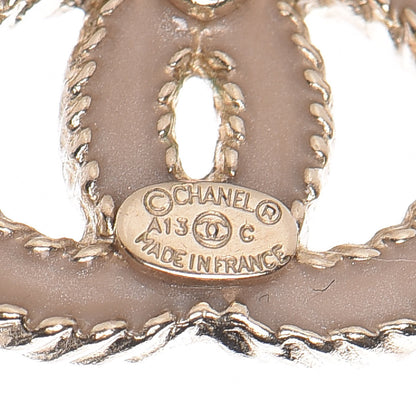 Chanel Enamel CC Earrings Beige Gold 4 of 5