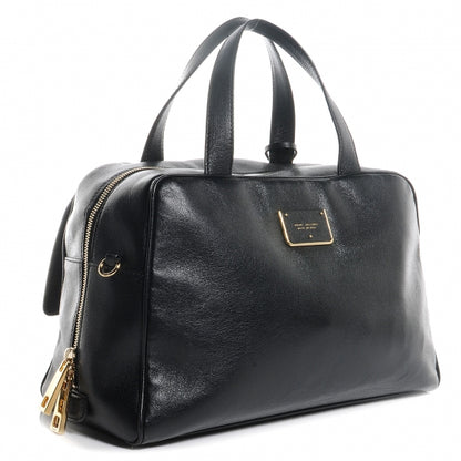 Marc Jacobs Leather Bi-Color Frankie Zip Satchel Black Chestnut 3 of 7