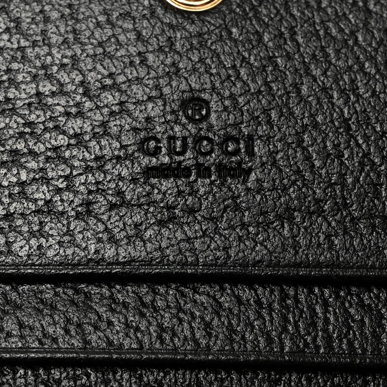 Gucci Textured Calfskin Enamel GG Hardcase Lipstick Holder Chain Wallet Black 6 of 9