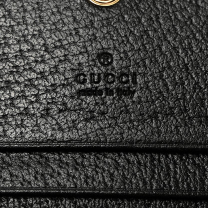 Gucci Textured Calfskin Enamel GG Hardcase Lipstick Holder Chain Wallet Black 6 of 9