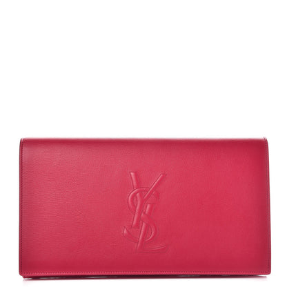Saint Laurent Calfskin Monogram Large Belle De Jour Clutch Lipstick Fuchsia 1 of 7