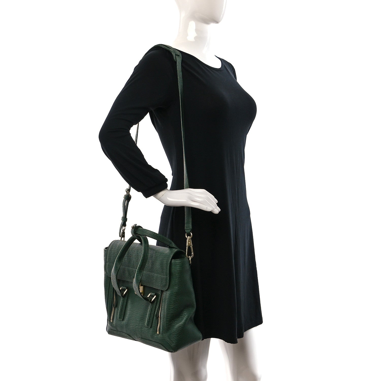 3.1 Phillip Lim Textured Calfskin Medium Pashli Satchel Jade 3 of 10