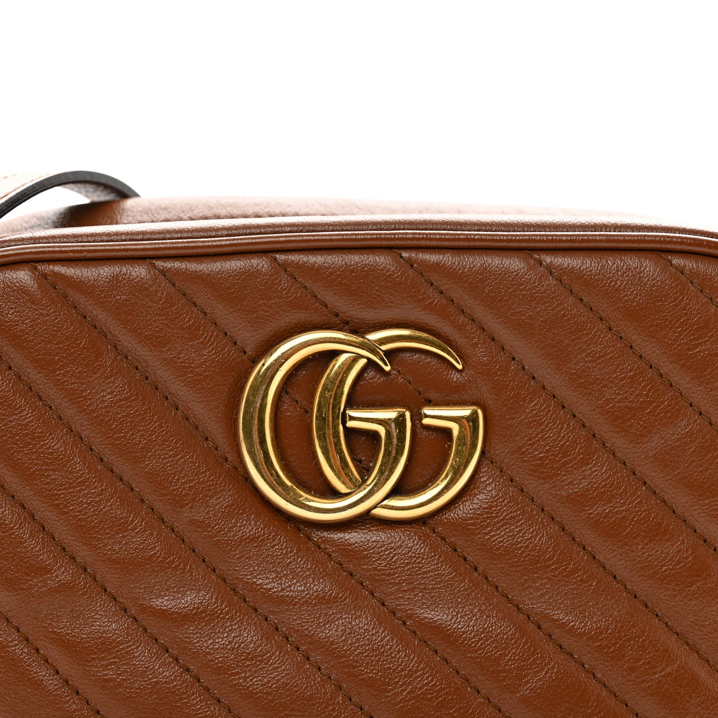 Glazed Calfskin Matelasse Diagonal Small GG Marmont Chain Shoulder Bag Cuir