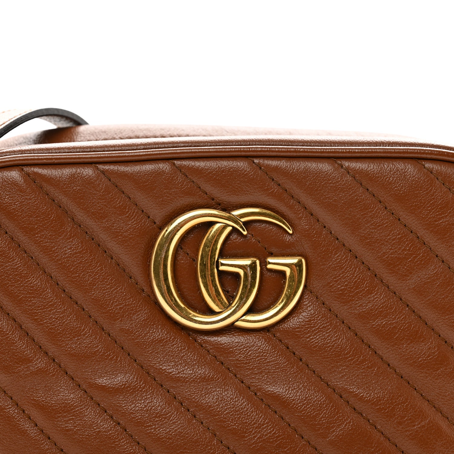 Gucci Glazed Calfskin Matelasse Diagonal Small GG Marmont Chain Shoulder Bag Cuir 4 of 11
