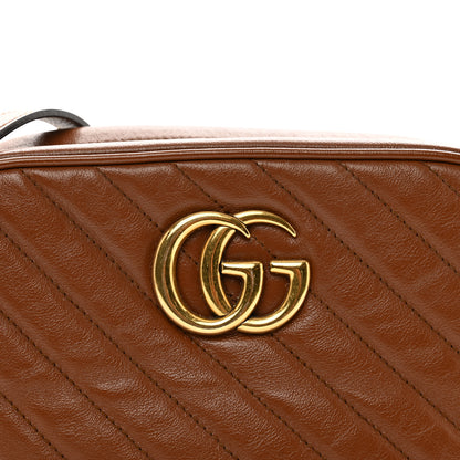Gucci Glazed Calfskin Matelasse Diagonal Small GG Marmont Chain Shoulder Bag Cuir 4 of 11