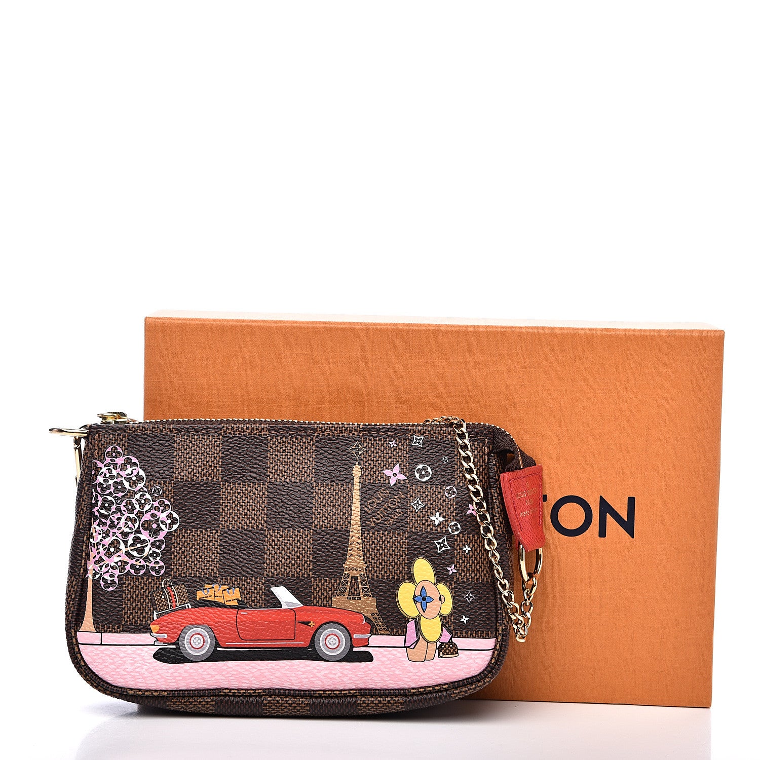 Louis Vuitton Damier Ebene 2019 Christmas Animation Mini Pochette Accessories Red 10 of 10
