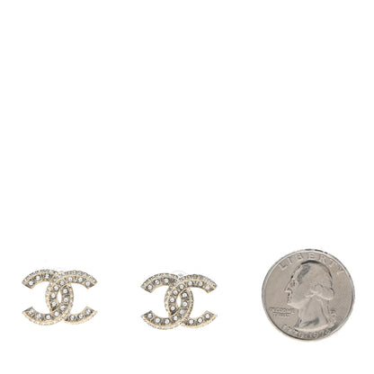 Chanel Crystal Timeless CC Earrings Light Gold 2 of 5