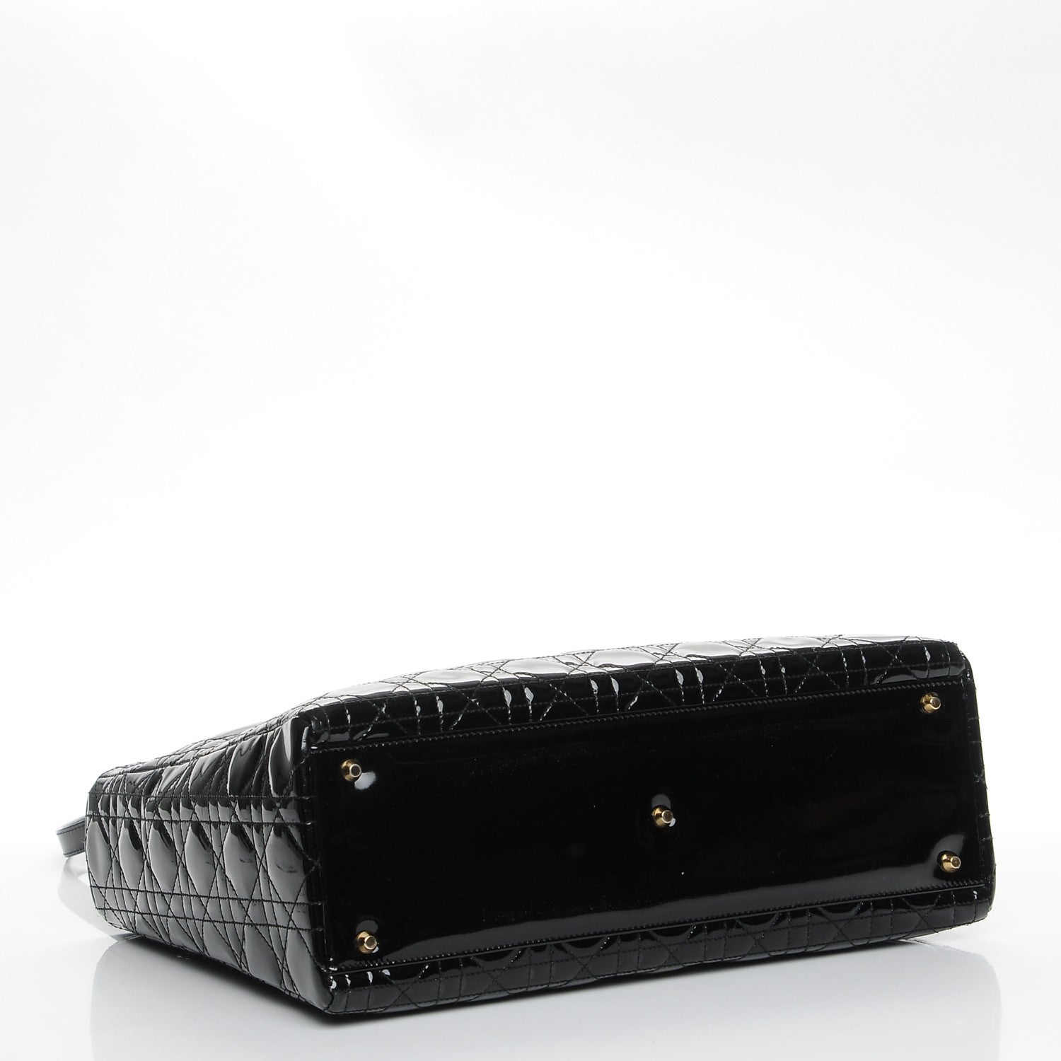 Christian Dior Vintage Patent Cannage Large Lady Dior Black 5 of 8