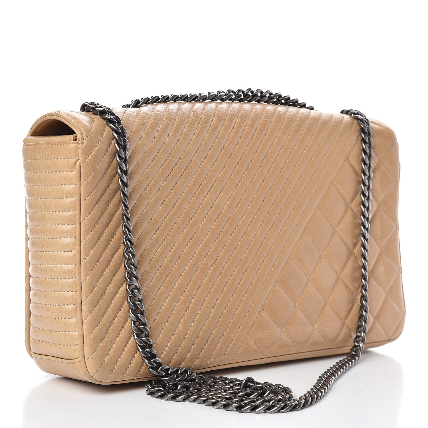 Chanel Glazed Calfskin Quilted Large Coco Boy Flap Beige 4 of 14