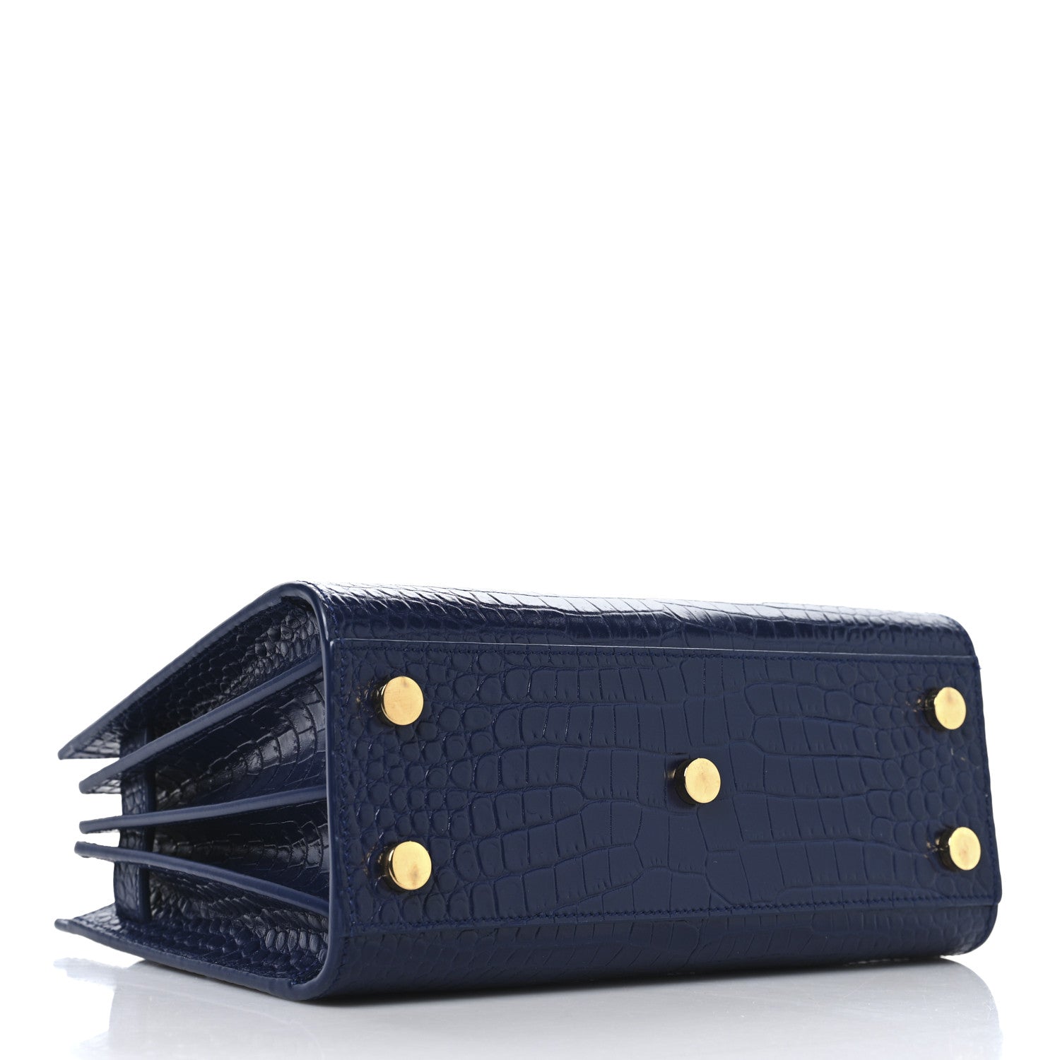 Saint Laurent Calfskin Crocodile Embossed Nano Sac De Jour Saphir 5 of 14
