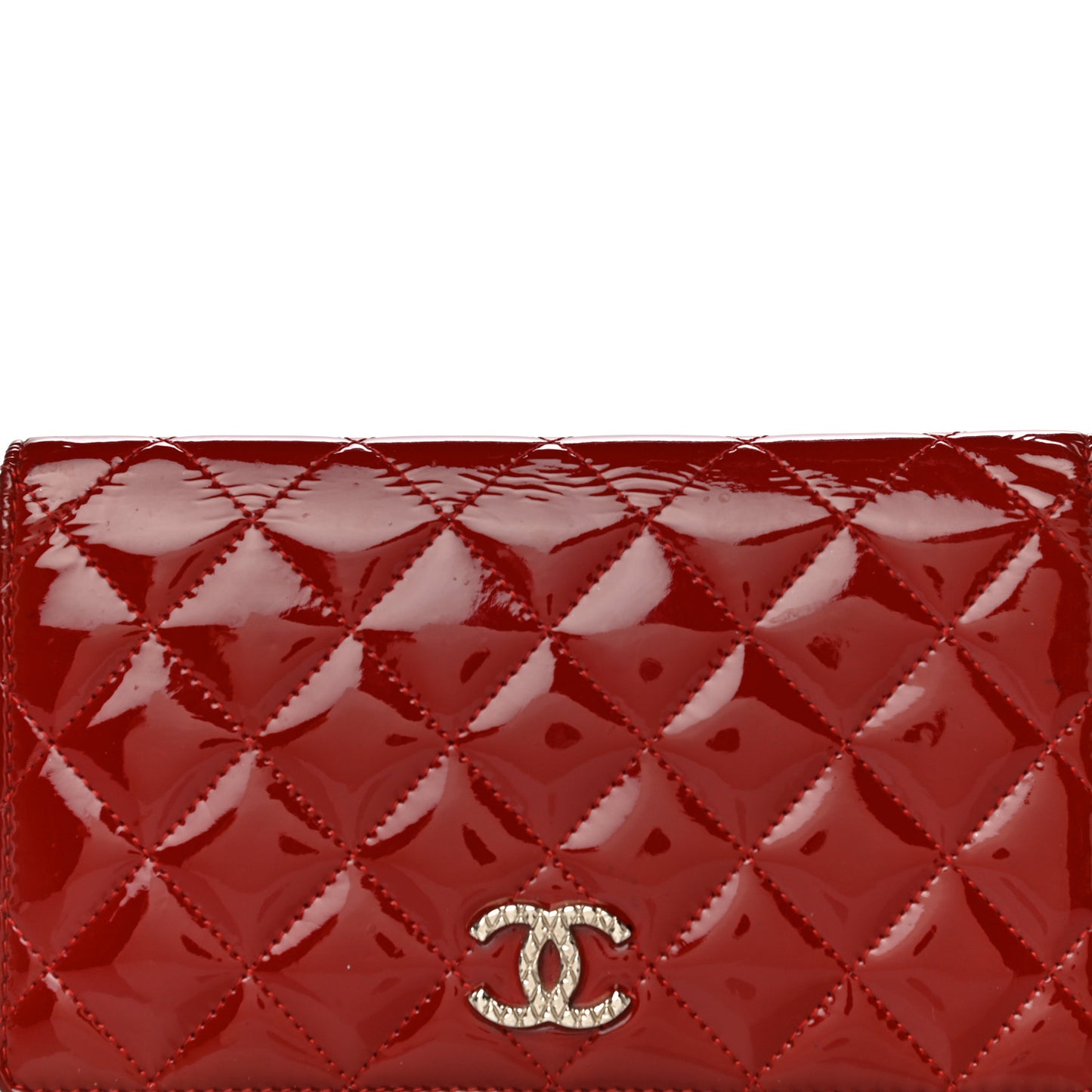 Patent Quilted Brilliant Yen Wallet Red