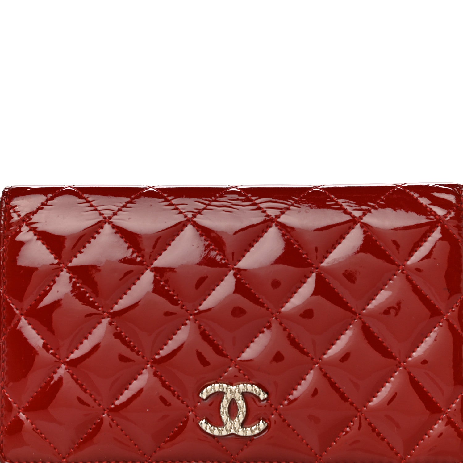 Chanel Patent Quilted Brilliant Yen Wallet Red 9 of 19