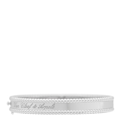 Van Cleef & Arpels 18K White Gold Perlee Signature Bangle Bracelet XS 1 of 4
