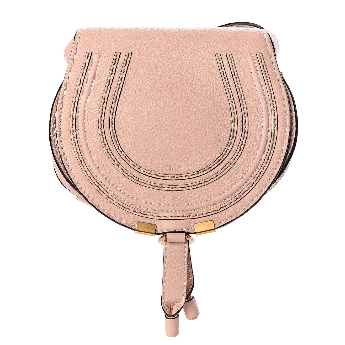 Calfskin Mini Marcie Round Crossbody Bag Blush Nude