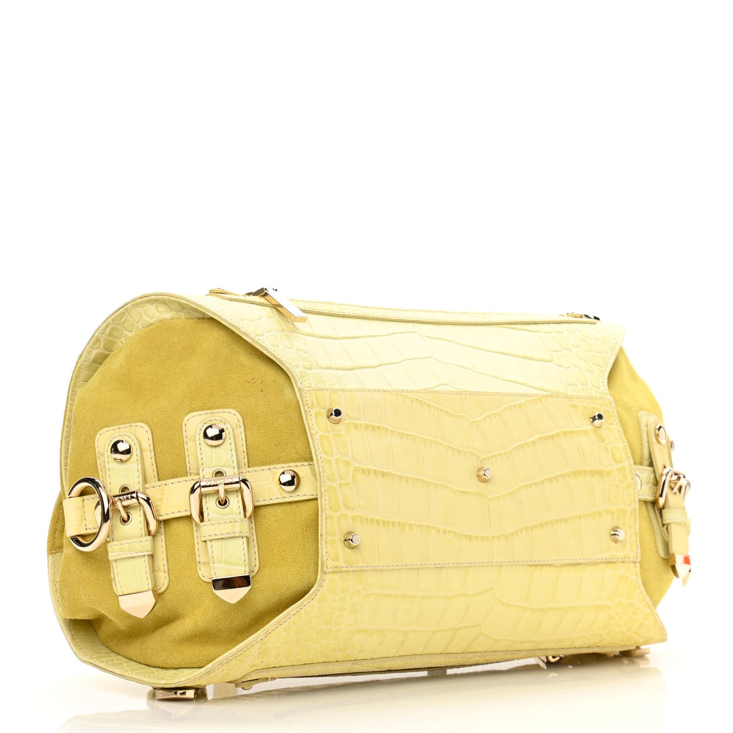 Calfskin Crocodile Embossed Canyon Bag Yellow