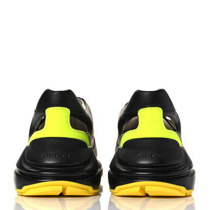 Gucci Demetra Web Mens Rhyton Cut Out Sneakers 10 Black Yellow Fluo 5 of 10