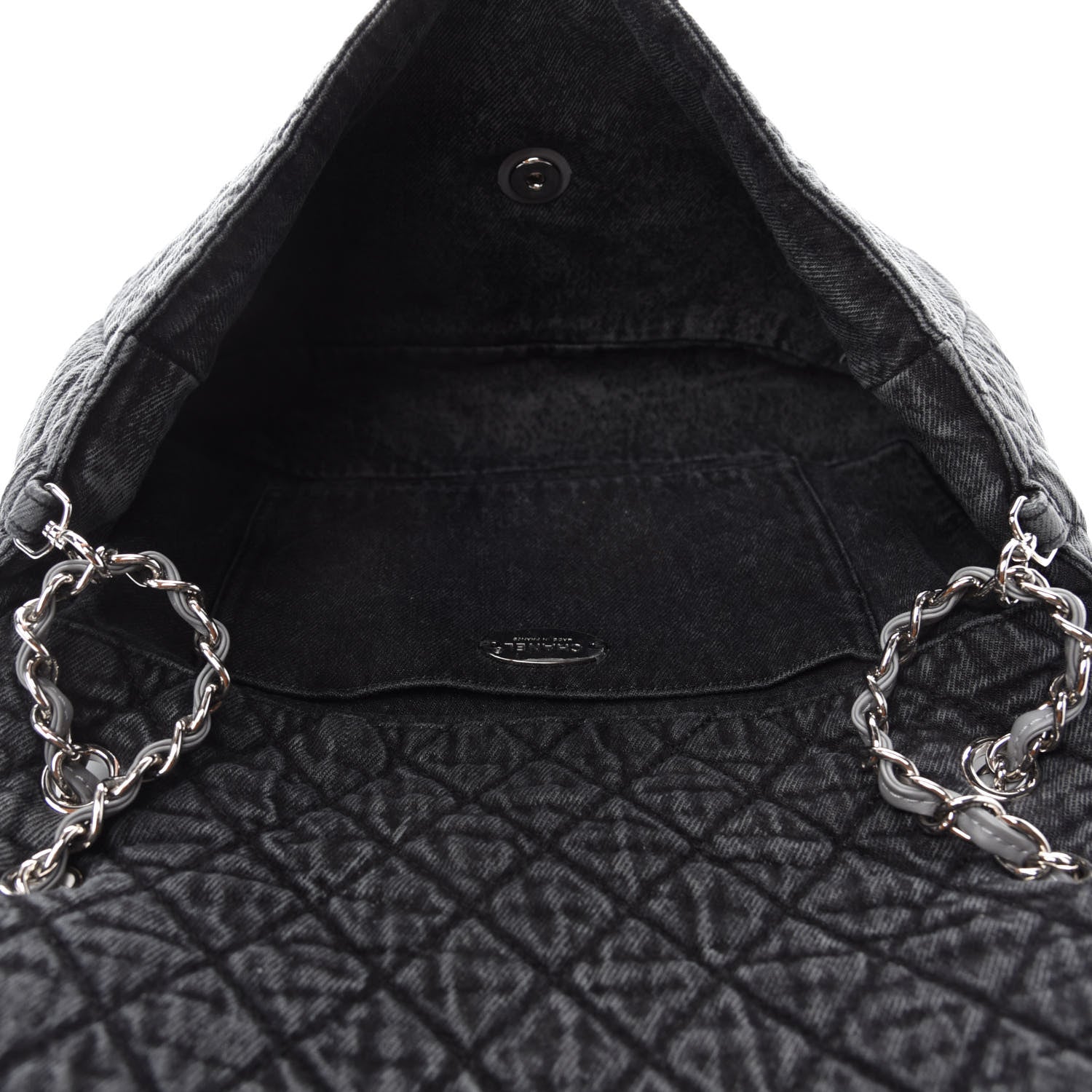 Chanel Denim Quilted Denimpression Flap Grey Black 6 of 12