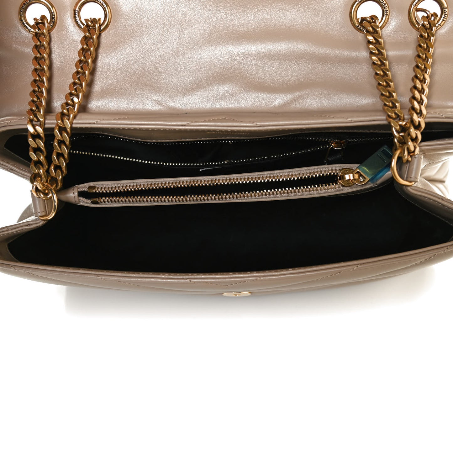 Calfskin Y Quilted Monogram Medium Loulou Chain Satchel Dark Latte