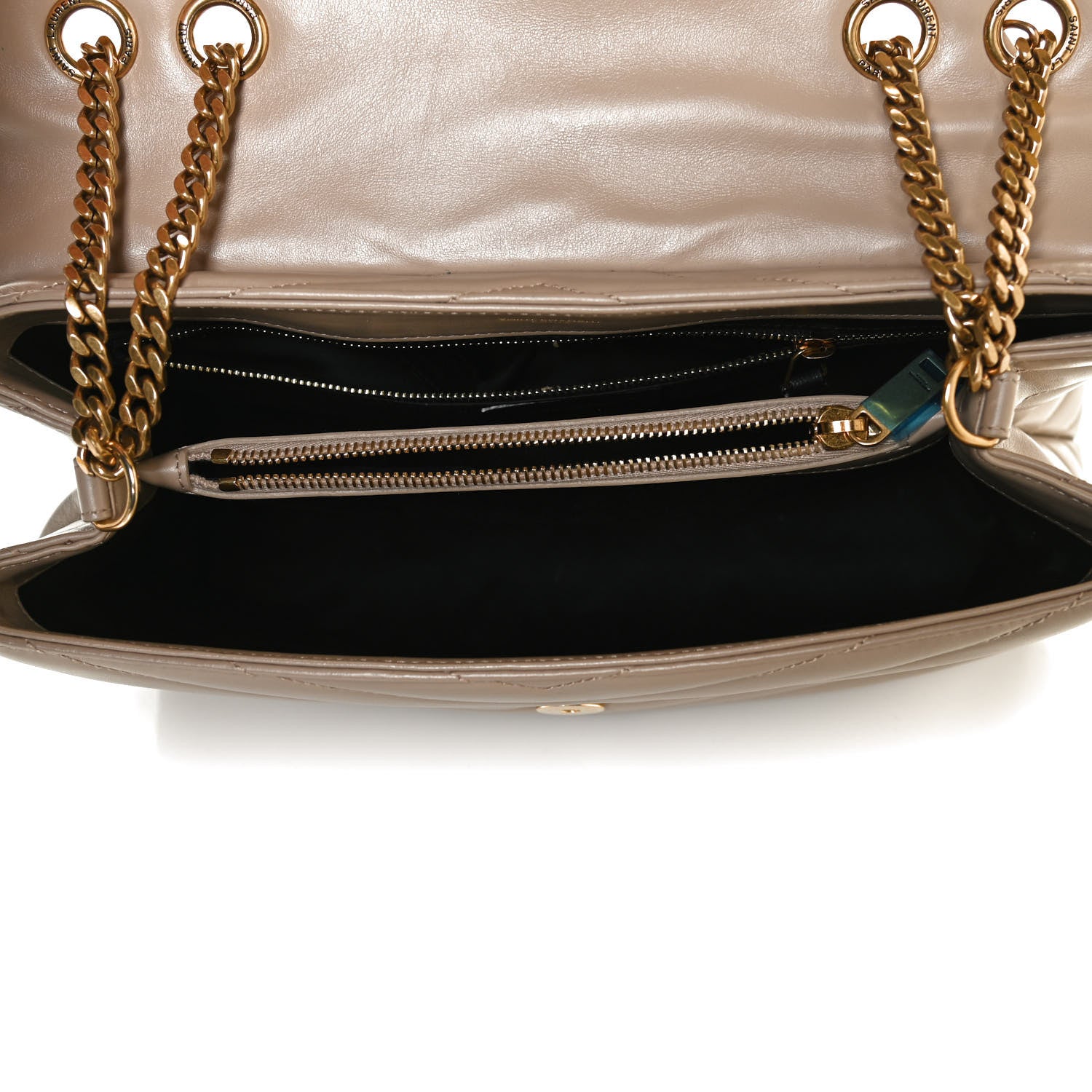 Saint Laurent Calfskin Y Quilted Monogram Medium Loulou Chain Satchel Dark Latte 4 of 11