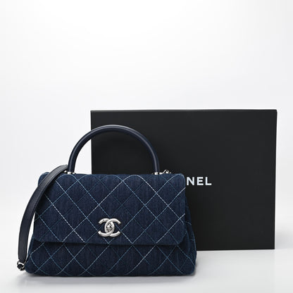 Chanel Denim Quilted Small Coco Handle Flap Blue 10 of 10