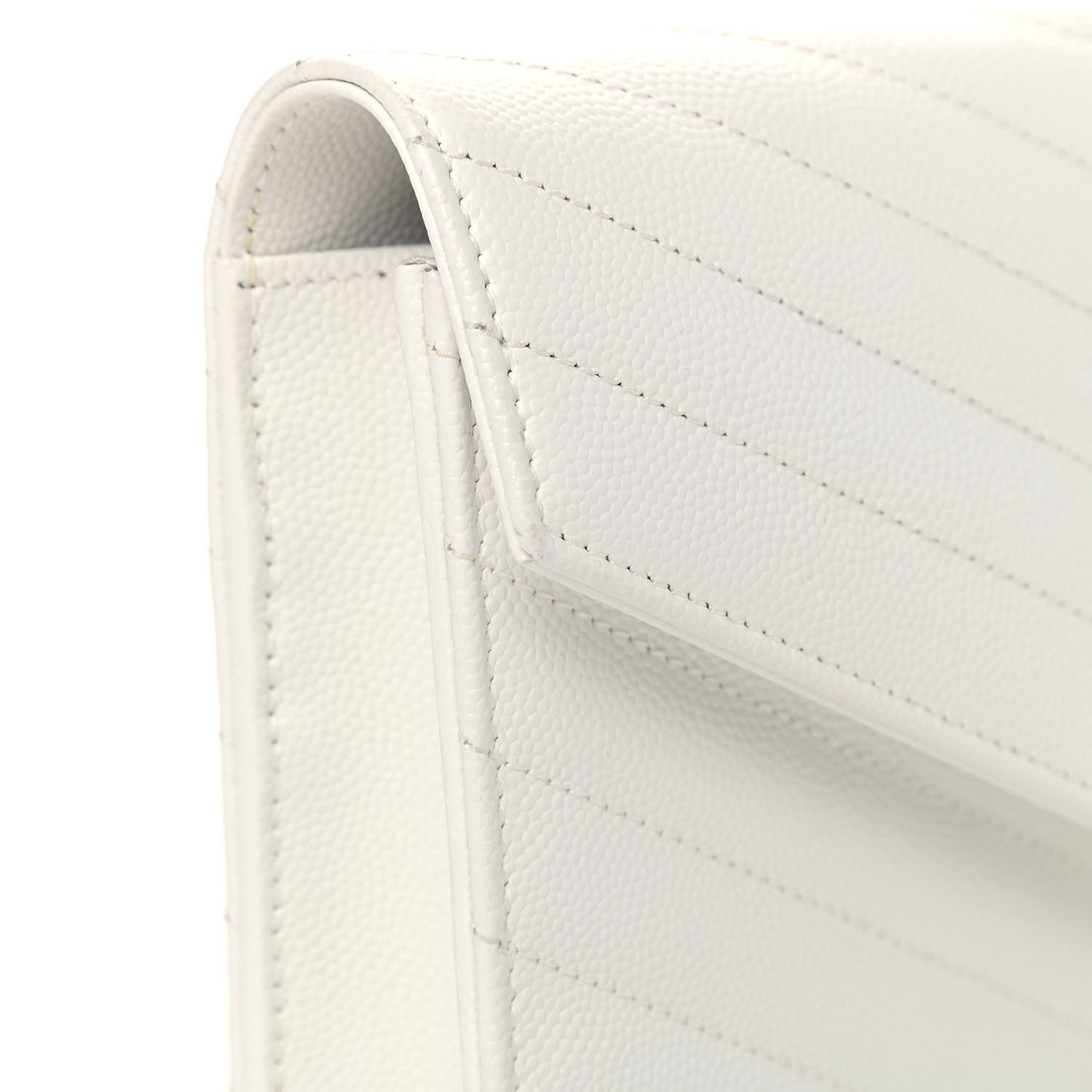 Grain De Poudre Matelasse Chevron Monogram Envelope Chain Wallet Optical White