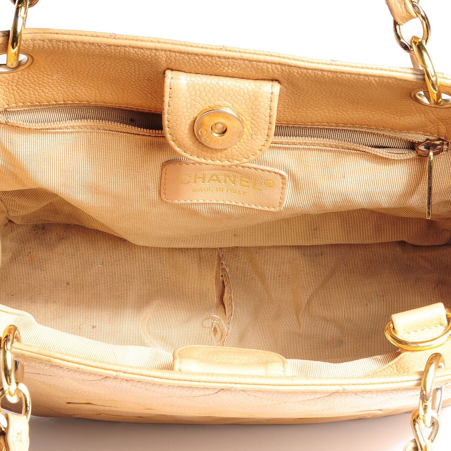 Caviar Petit Shopping Tote PST Beige