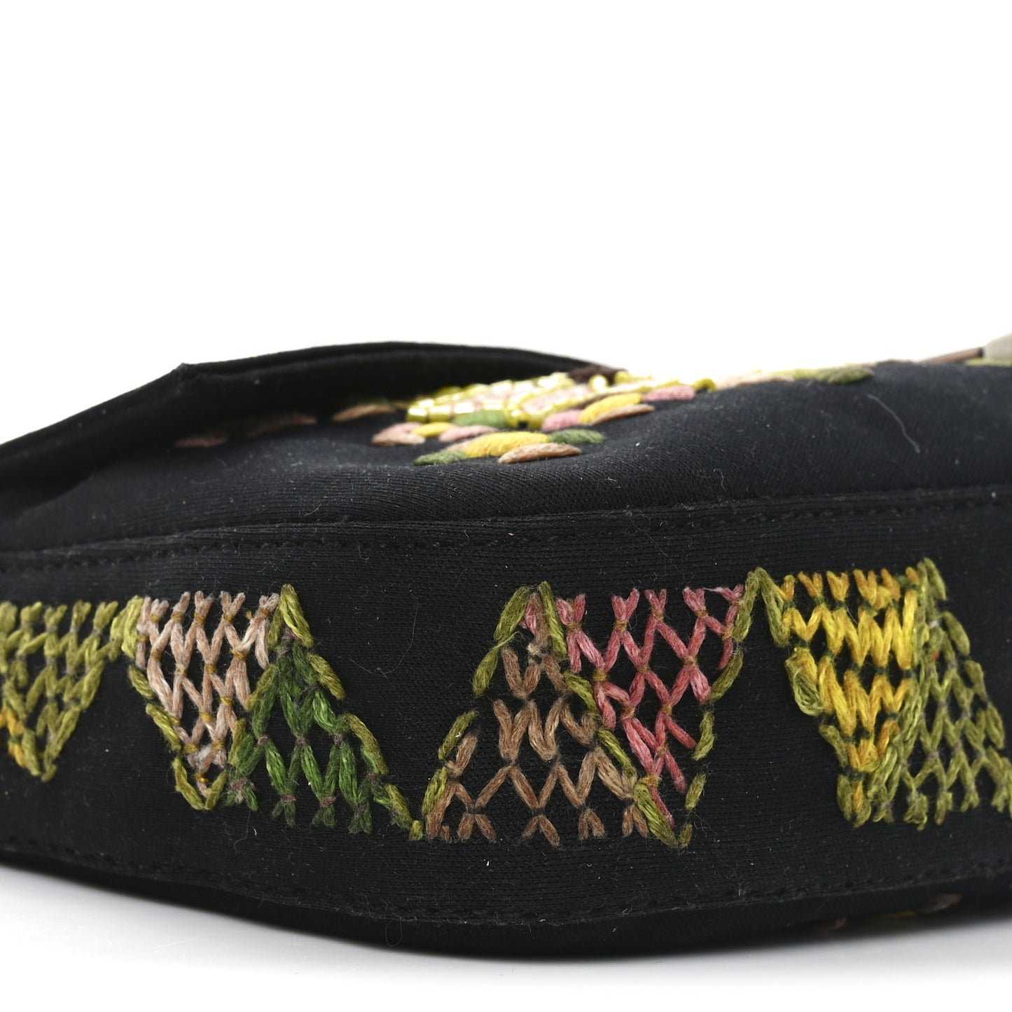 Neoprene Lizard Beaded Embroidered Baguette Black Green Multicolor