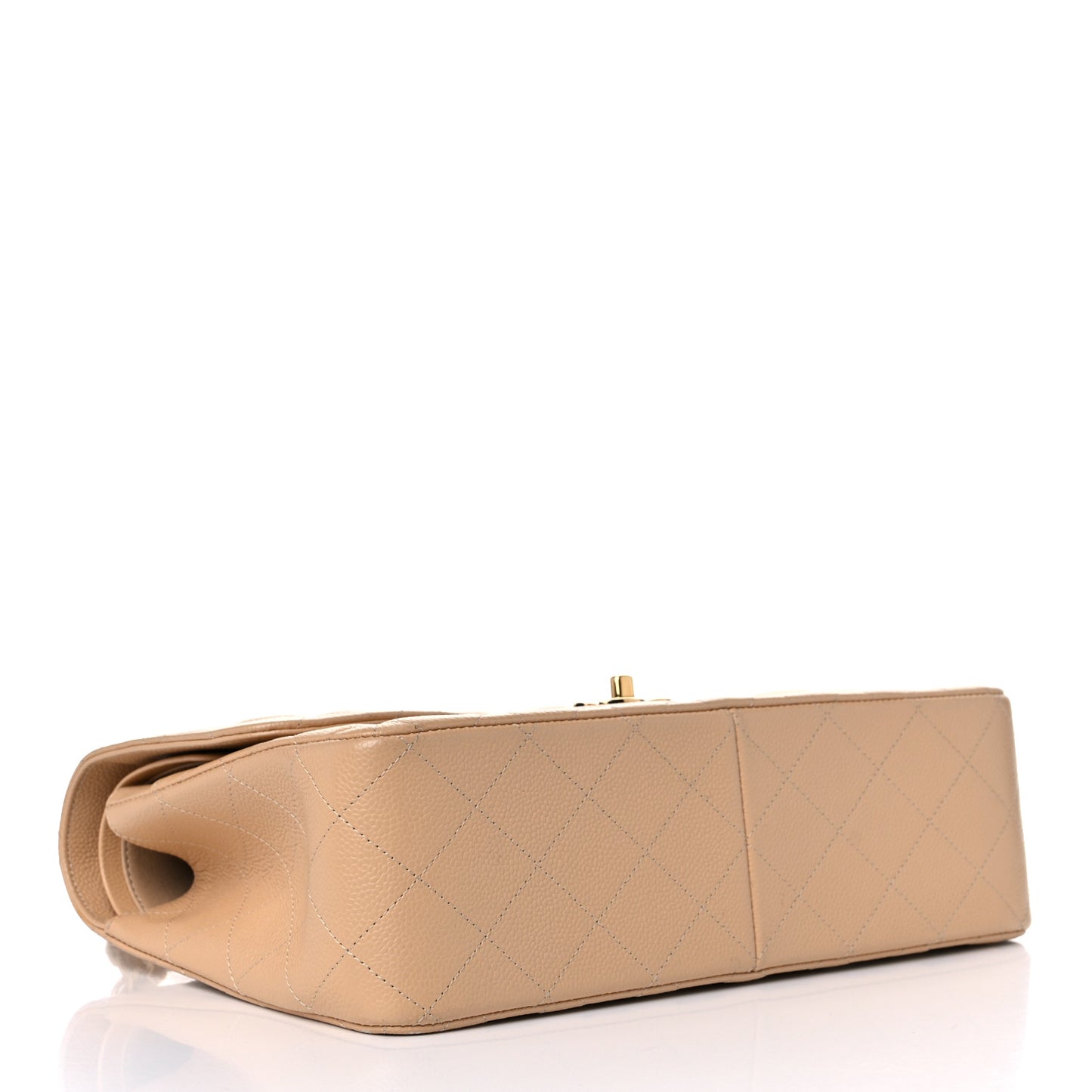Caviar Quilted Jumbo Double Flap Beige Clair