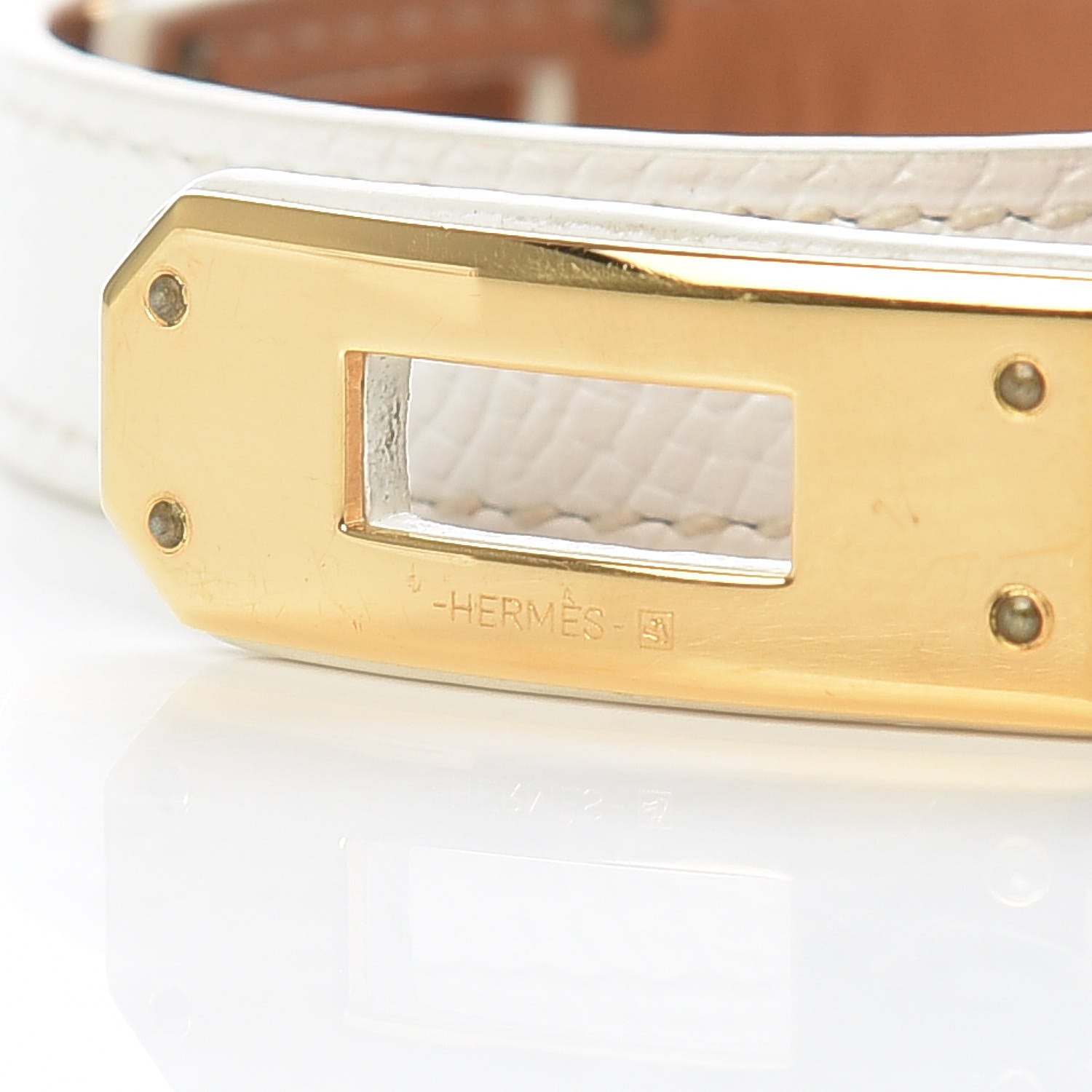 Hermes Epsom Kelly Double Tour Bracelet M White 6 of 6