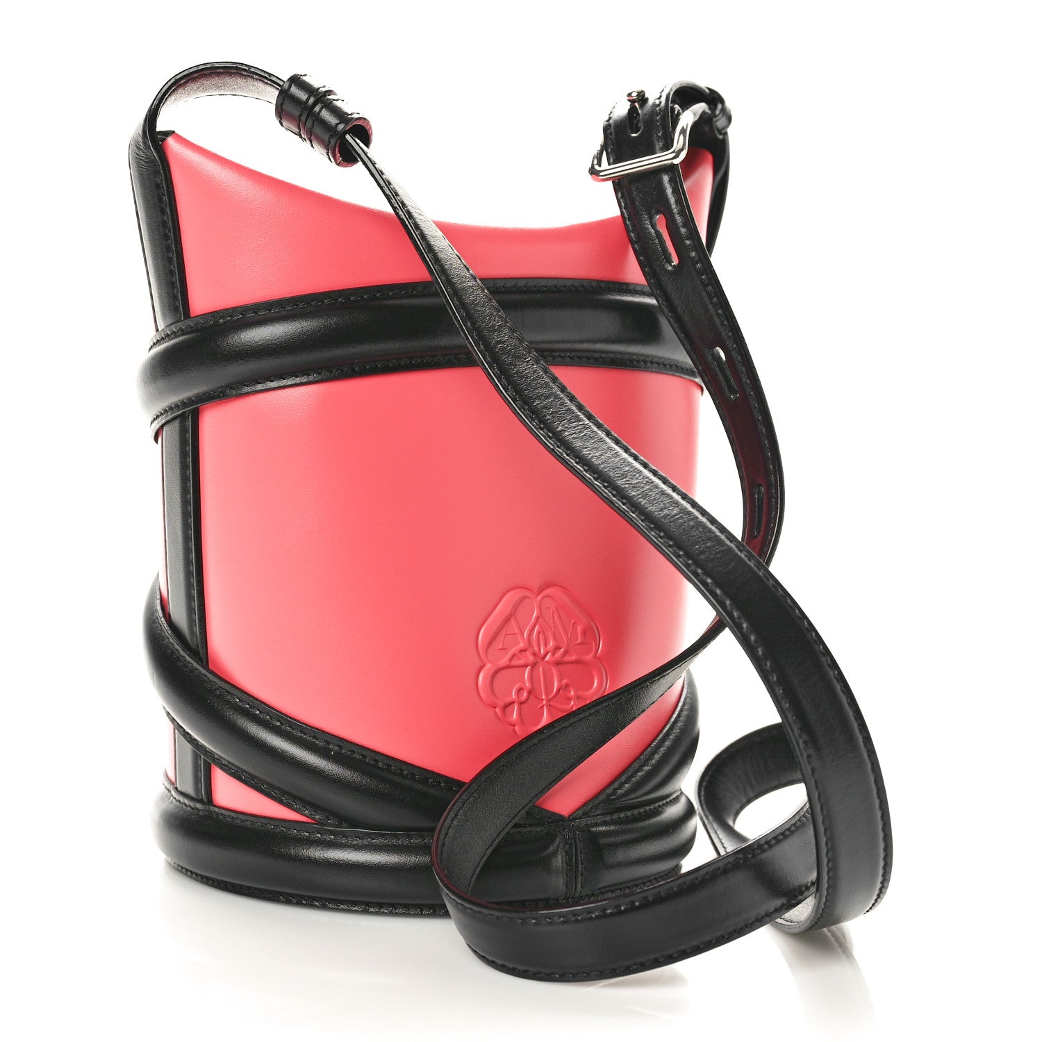 Alexander McQueen Calfskin The Curve Shoulder Bag Pink Black 3 of 9