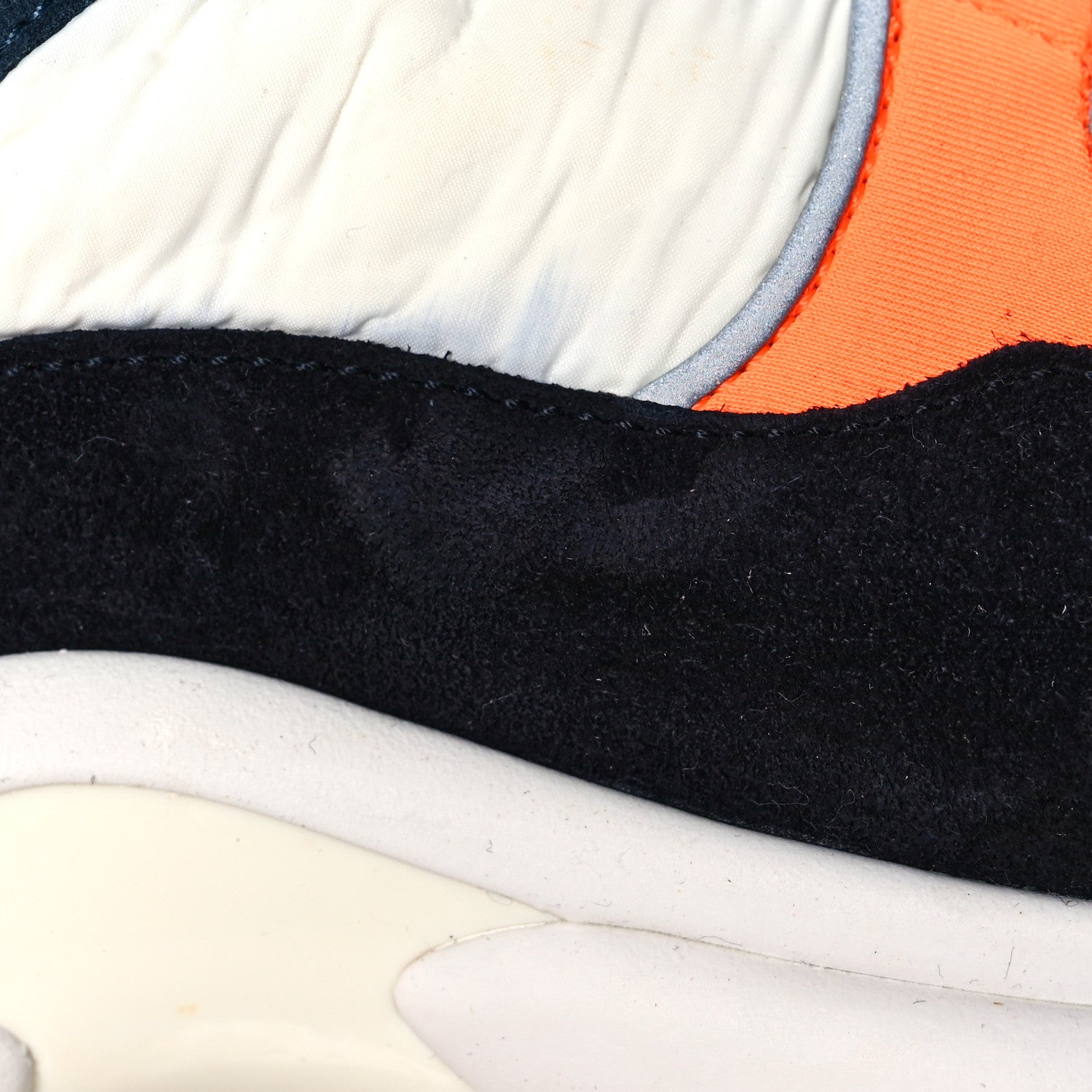 Chanel Nylon Calfskin Suede CC Womens Sneakers 36 Navy White Orange Black 8 of 9
