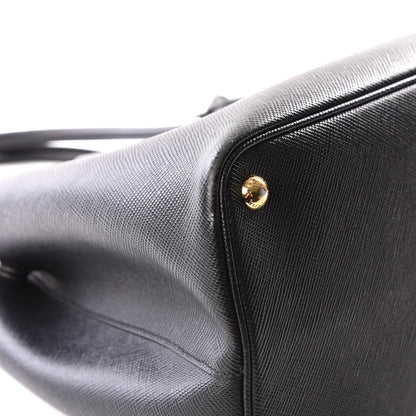 Prada Saffiano Cuir Medium Double Bag Black Mughetto 5 of 10