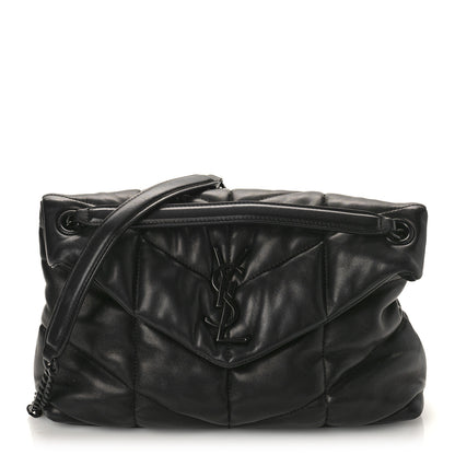Saint Laurent Lambskin Quilted Monogram Monochrome Small Loulou Puffer Chain Satchel Black 1 of 12