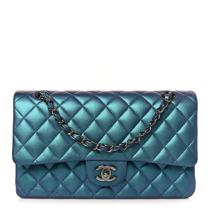 Chanel Metallic Lambskin Quilted Medium Double Flap Turquoise 1 of 11
