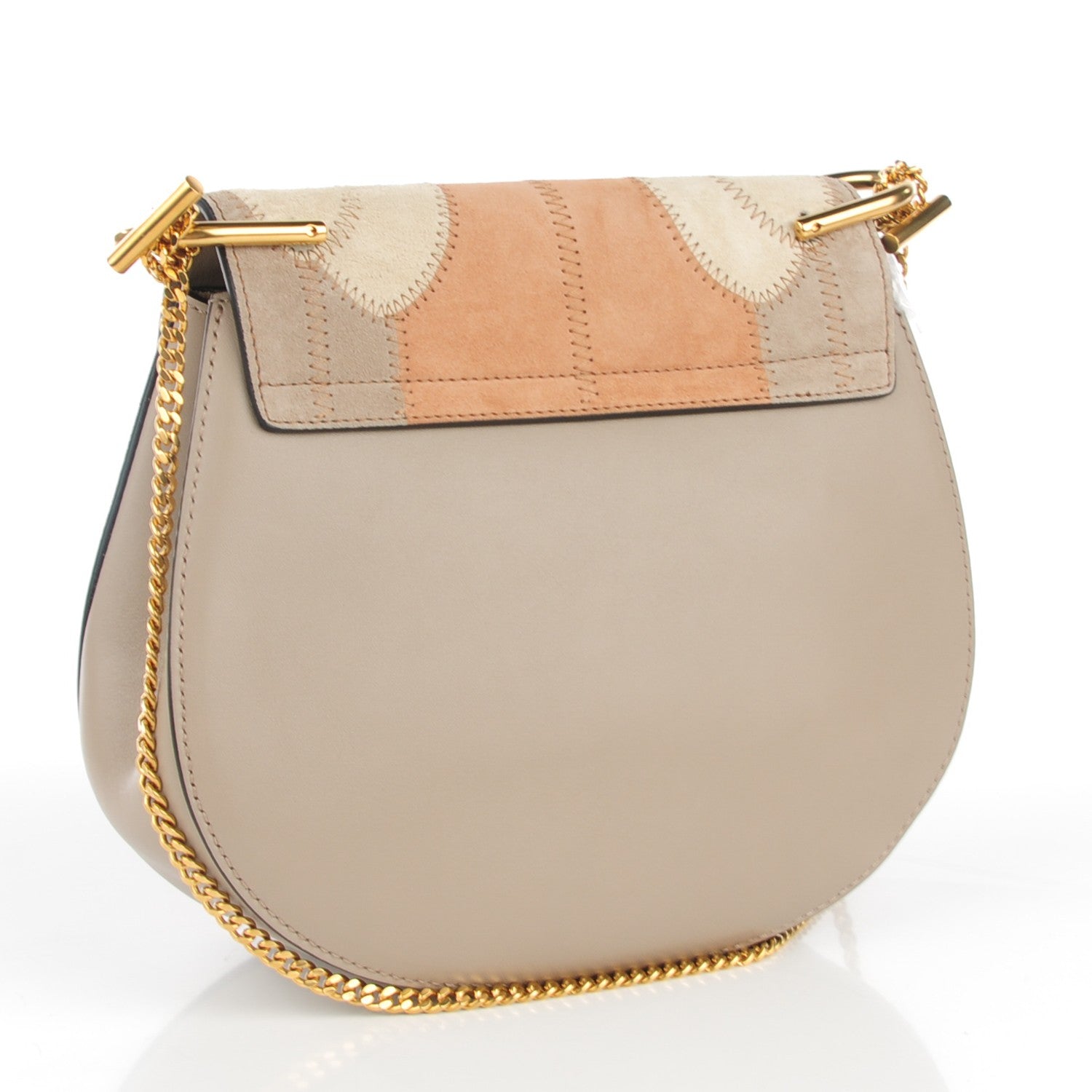 Chloe Suede Calfskin Patchwork Drew Shoulder Bag Motty Grey 3 of 8