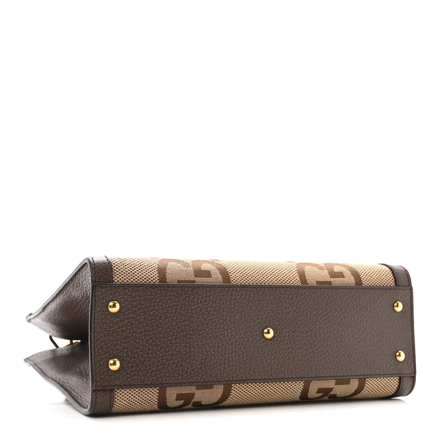 Monogram Jumbo GG Textured Dollar Calfskin Small Diana Tote Bag Camel Ebony New Acero