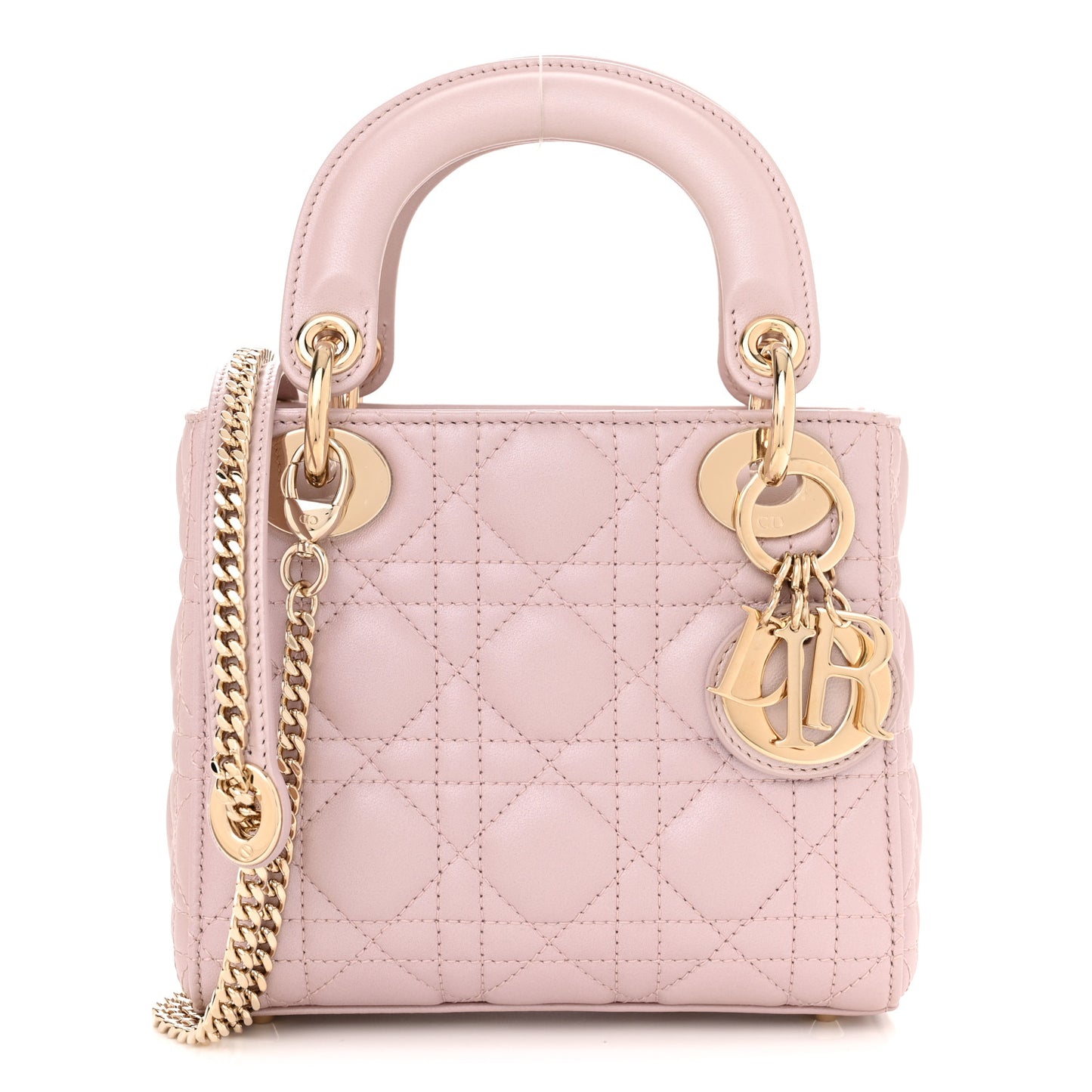 Lambskin Cannage Mini Lady Dior Rose Clair
