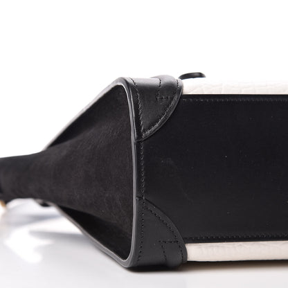 Celine Bullhide Calfskin Nubuck Bi-Color Nano Luggage Black White 5 of 9