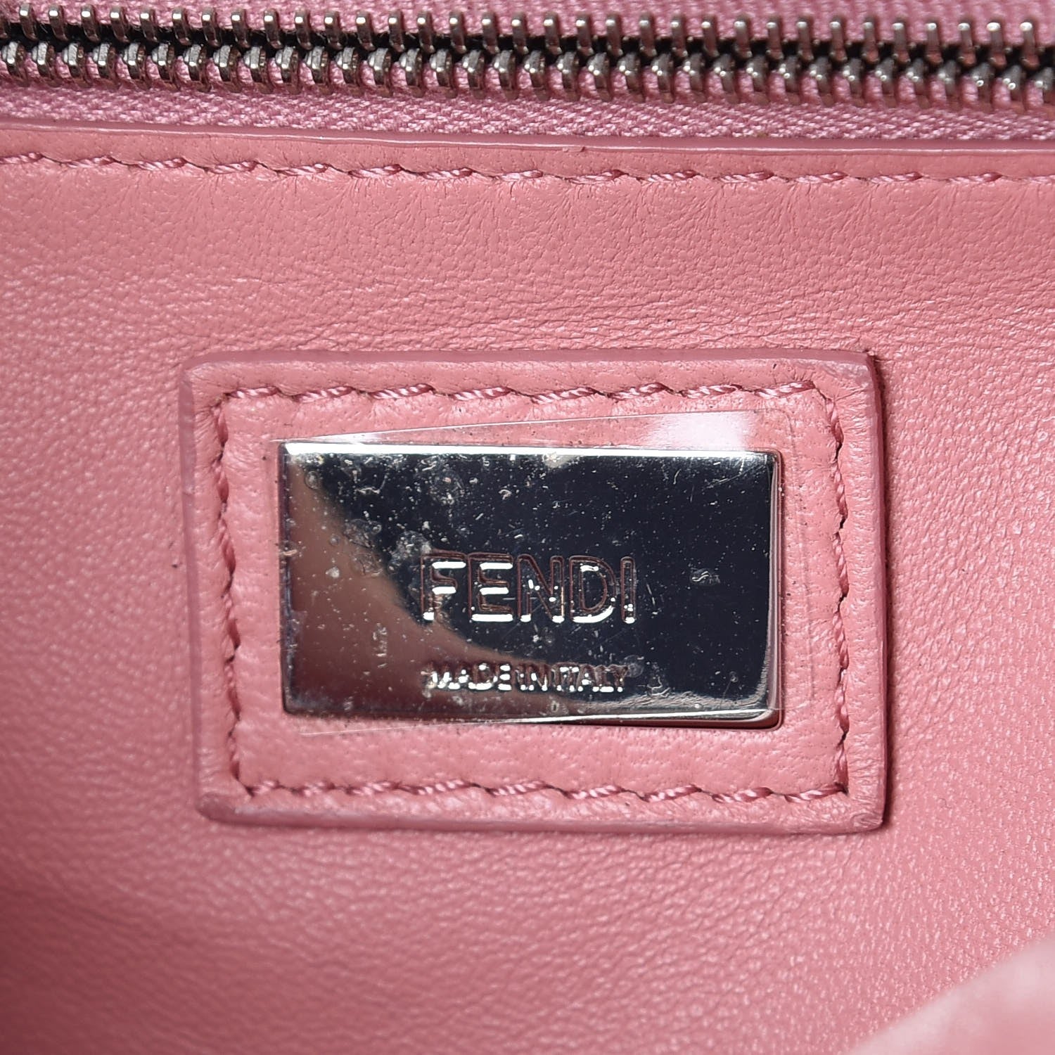 Fendi Nappa Elaphe Monster Eyes Mini Peekaboo Iconic Satchel Ruby Bois de Rose Natural 7 of 8