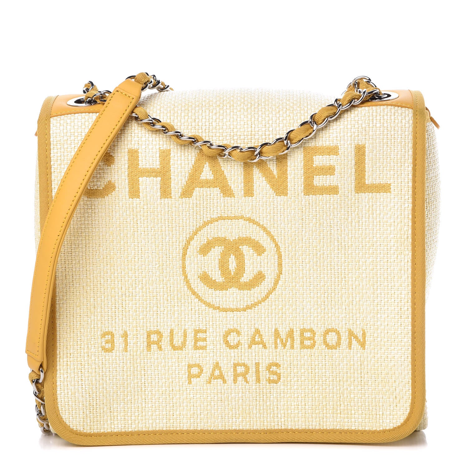 Chanel Woven Straw Raffia Small Deauville Messenger Yellow 1 of 7