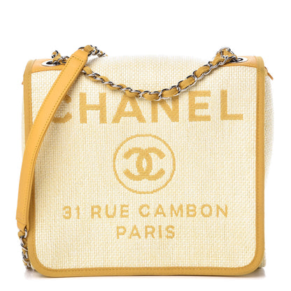 Chanel Woven Straw Raffia Small Deauville Messenger Yellow 1 of 7