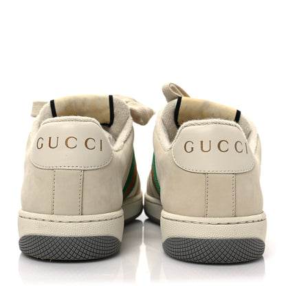 Gucci Nylon Nubuck Web Womens Screener Sneakers 37 Mystic White Dusty Milk 5 of 9