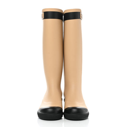 Chanel Rubber Logo Rain Boots 36 Beige 2 of 10