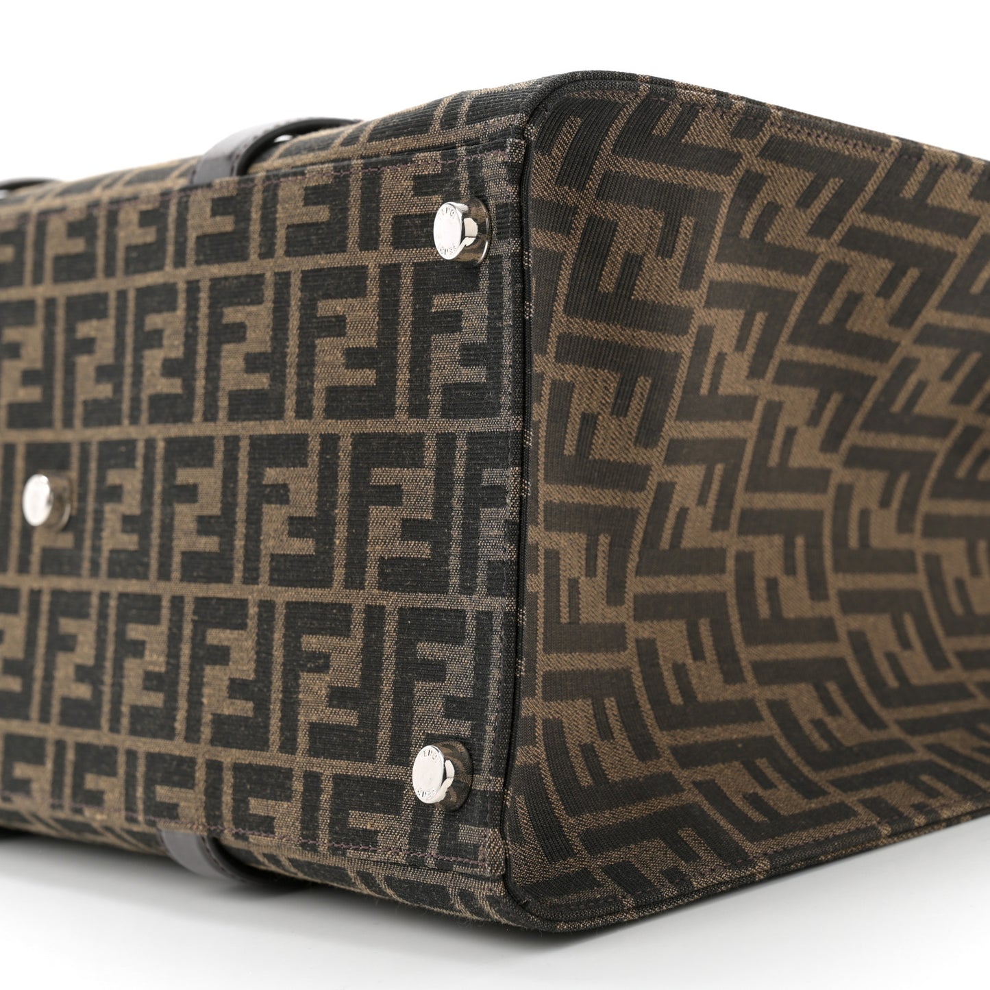 Recycled Fabric Jacquard Vitello Astro FF 1974 Shopping Tote Tobacco Moro Ebano